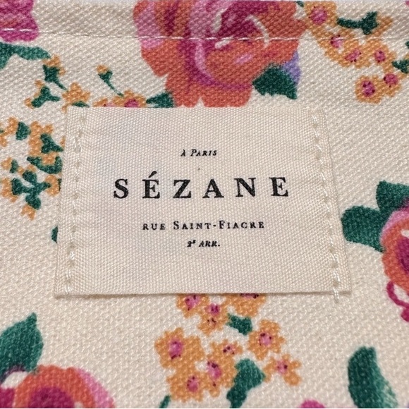 Sezane Floral Rose Canvas Pouch Cosmetic Bag - Picture 3 of 4